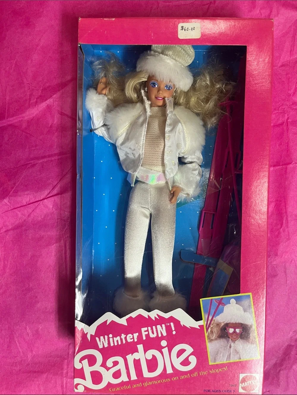 Vintage 1990 Barbie Winter Fun Doll NRFB
